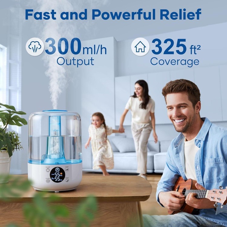 HiLIFE Humidifiers for Bedroom, 3L Ultrasonic Cool Mist Humidifiers