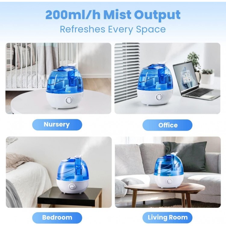 Cool Mist Humidifiers for Bedroom & Large Room (2.5L Water Tank)