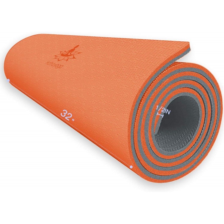 Hatha Yoga Extra Thick TPE Yoga Mat - 72x 32 Thickness 1/2 Inch -Eco Friendly SGS Certified - With High Density Anti-Tear Exercise Bolster