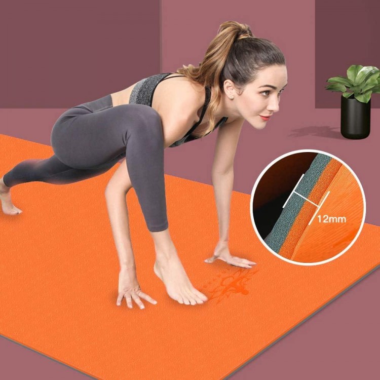 Hatha Yoga Extra Thick TPE Yoga Mat - 72x 32 Thickness 1/2 Inch -Eco Friendly SGS Certified - With High Density Anti-Tear Exercise Bolster