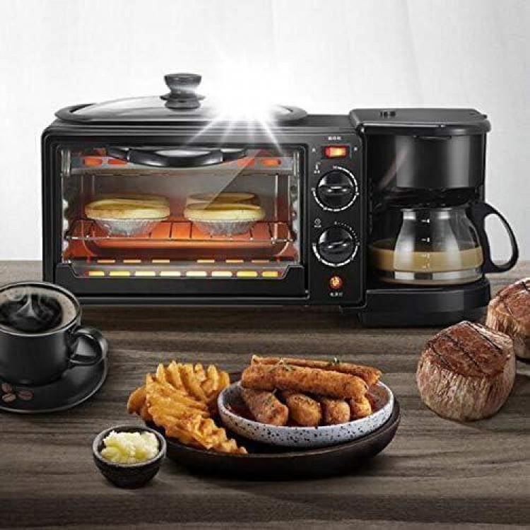 Sokany 3 In 1 Breakfast Maker Sk-145 Toaster with Frying Pan, Portable Oven Breakfast Maker with Coffee Machine