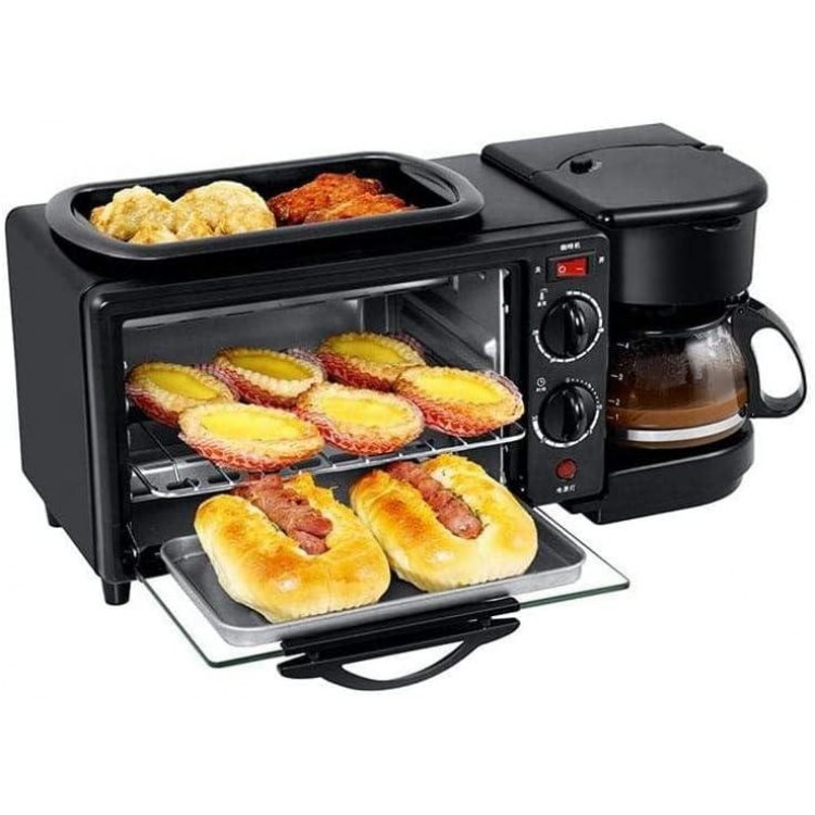 Sokany 3 In 1 Breakfast Maker Sk-145 Toaster with Frying Pan, Portable Oven Breakfast Maker with Coffee Machine