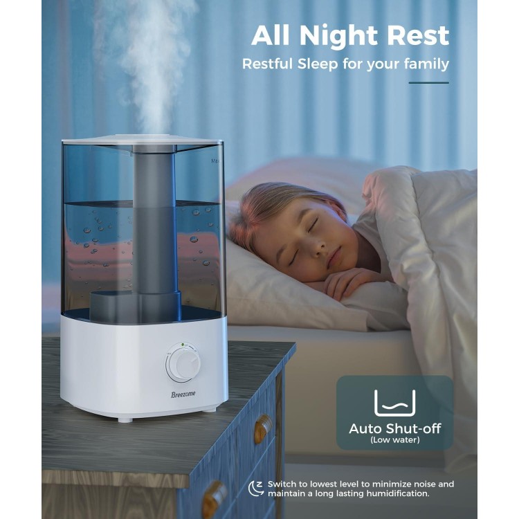 BREEZOME 4L Humidifiers for Bedroom, for Large Room Last up to 50 Hours