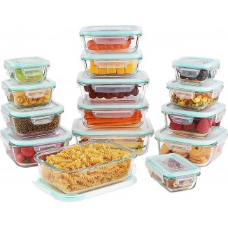 Vtopmart 15 Pack Glass Food Storage Containers, Meal Prep Containers