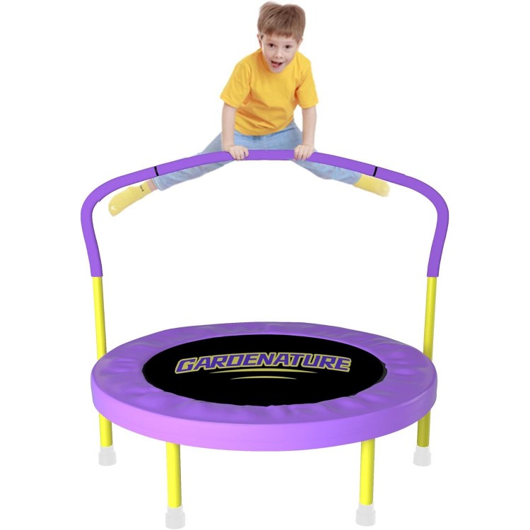 Gardenature 36'' Toddler Trampoline with Handle for Kids, Indoor/Garden Jump Safely Super Safety, Toddlers Trampoline
