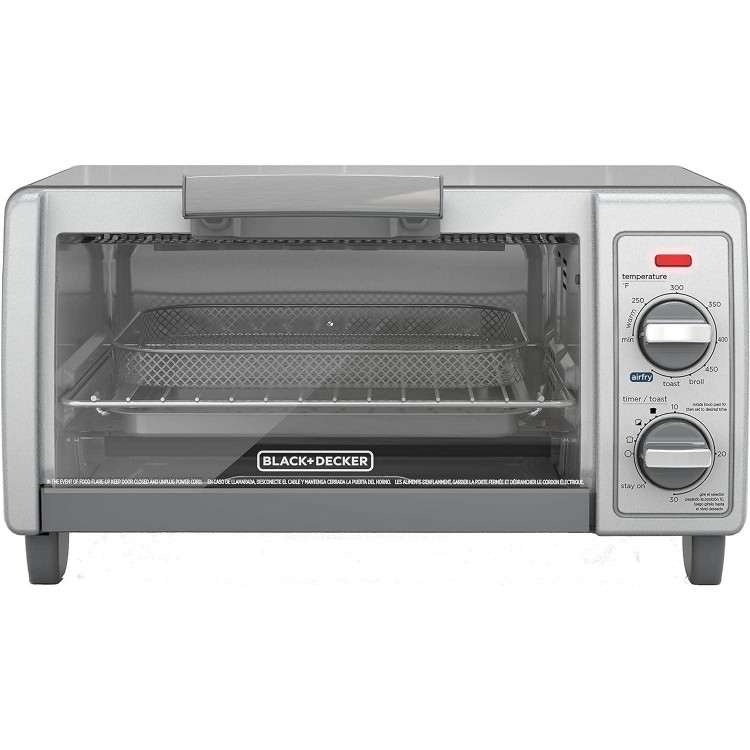 BLACK+DECKER 4-Slice Toaster Oven with Air Fry Technology, TO1785SGC, Gray