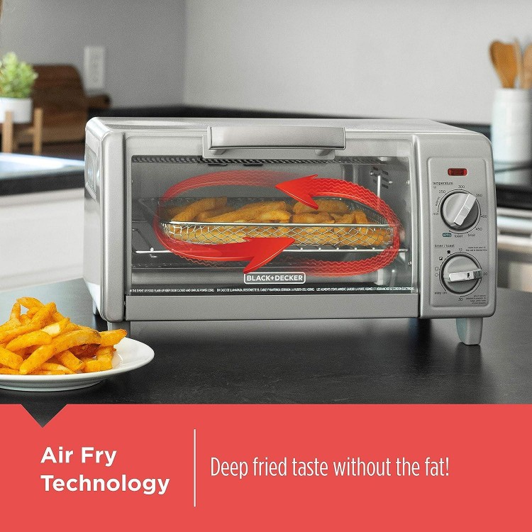 BLACK+DECKER 4-Slice Toaster Oven with Air Fry Technology, TO1785SGC, Gray