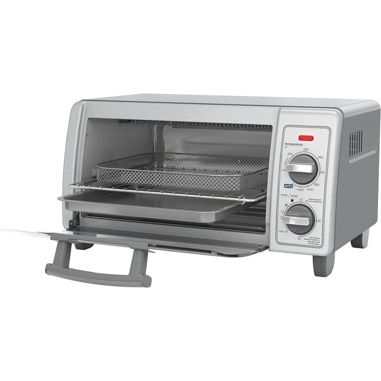 BLACK+DECKER 4-Slice Toaster Oven with Air Fry Technology, TO1785SGC, Gray