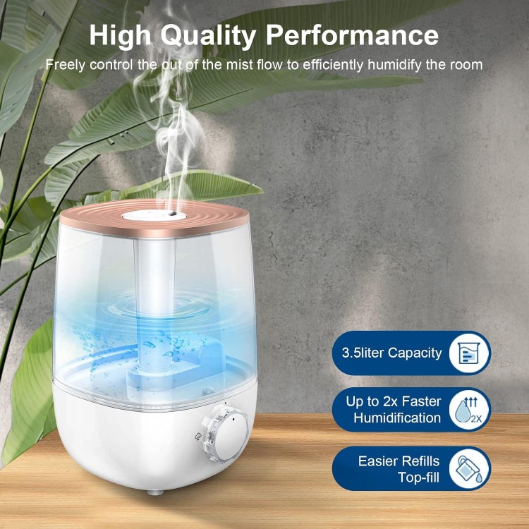 HLS Cool Mist Humidifiers for Bedroom, 3.5L Ultrasonic Air Humidifier