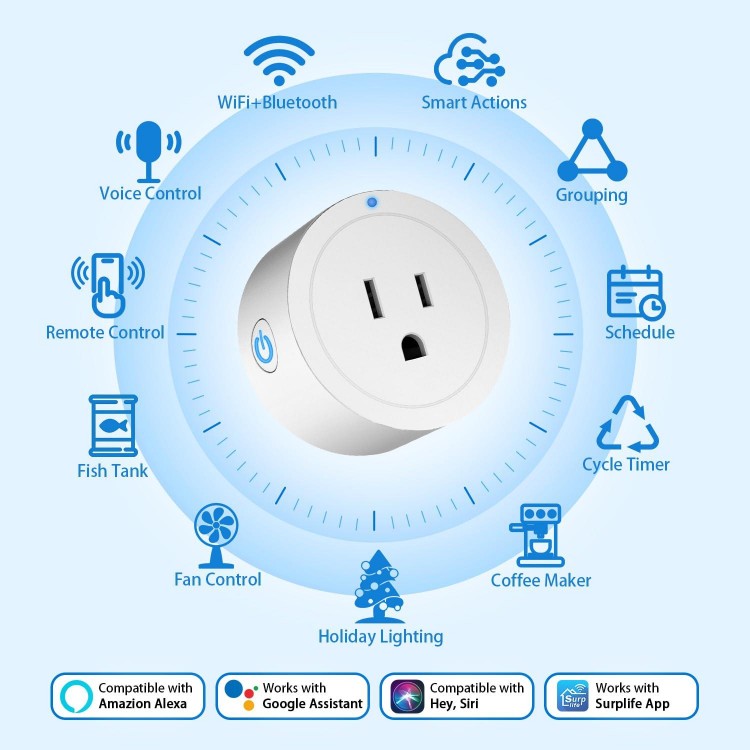 Smart Plug 4Pack, WiFi Plugs Compatible with Alexa & Google Assistant, Smart Outlet with Timer Schedule