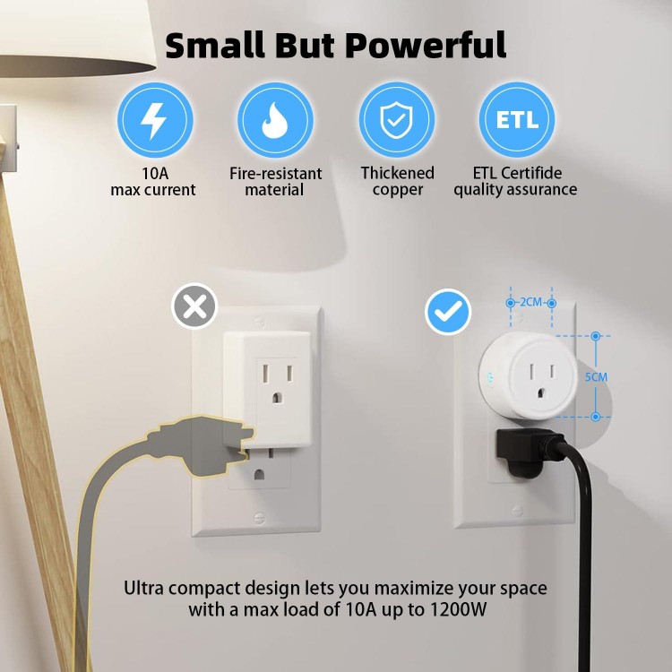 Smart Plug 4Pack, WiFi Plugs Compatible with Alexa & Google Assistant, Smart Outlet with Timer Schedule