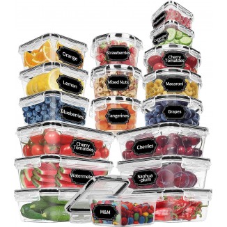 Skroam 36 Pack Food Storage Containers with Free Labels & Marker