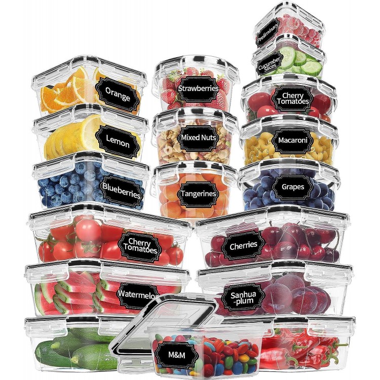 Skroam 36 Pack Food Storage Containers with Free Labels & Marker