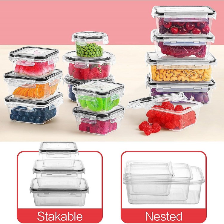 Skroam 36 Pack Food Storage Containers with Free Labels & Marker