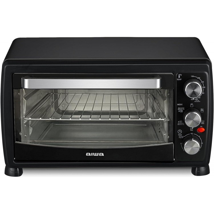 Aiwa 1400W Toaster Oven 6 Slice with Baking Tray, Air Fry Bake Toast Cook and Broil, Temperature Control, 60 Minute Timer Knob