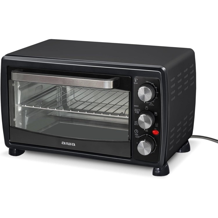 Aiwa 1400W Toaster Oven 6 Slice with Baking Tray, Air Fry Bake Toast Cook and Broil, Temperature Control, 60 Minute Timer Knob