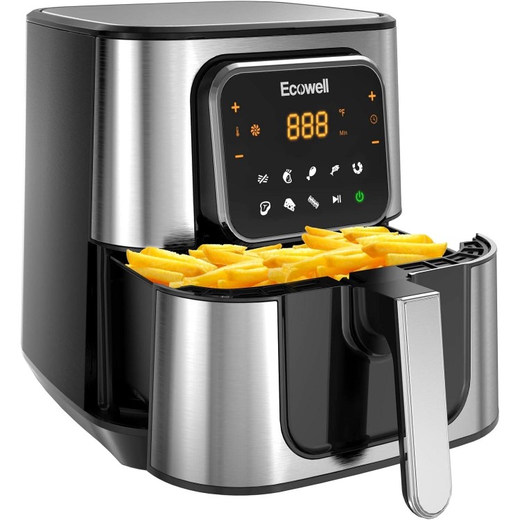 ECOWELL TXS5T2 Air Fryer, 6 Quart Airfryer, Large Stainless Steel Air Fryers