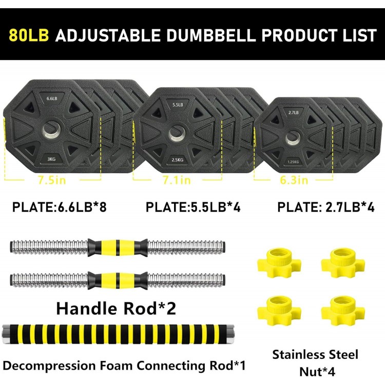 Adjustable Weights Dumbbells Set,Non-Rolling Adjustable Dumbbell