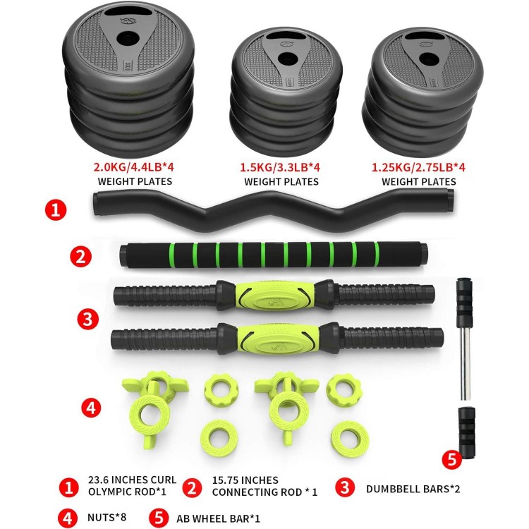 Aterastyle Adjustable Weights Dumbbell Set 3-in-1 Dumbbell Barbell Set