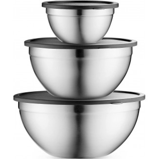 Table Concept Mixing Bowls with Airtight Lids, Stainless Steel Nesting Bowl Set for Space Saving Storage