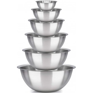 mixing bowl Set of 6 - stainless steel - Polished Mirror kitchen bowls - Set Includes ¾, 2, 3.5, 5, 6, 8 Quart - Ideal