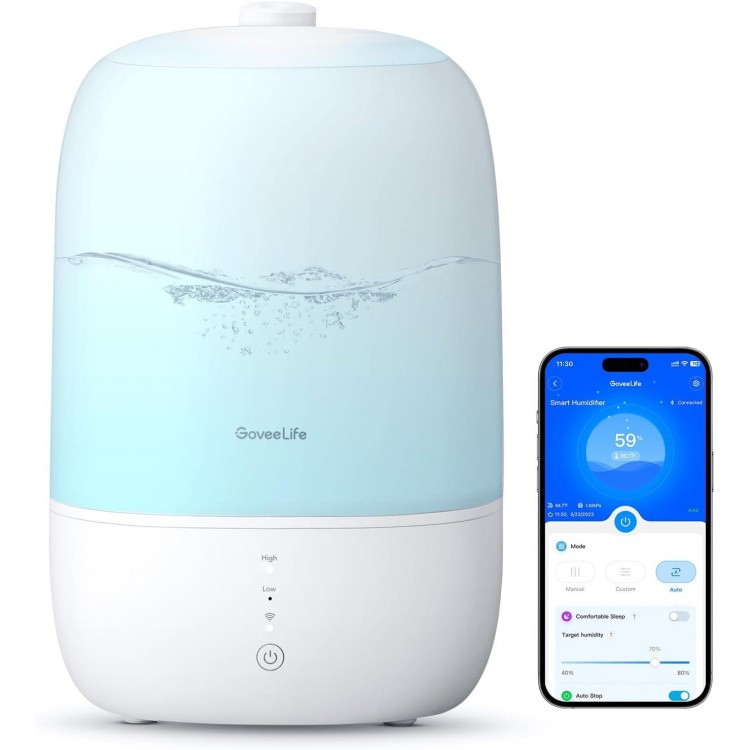 GoveeLife Smart Humidifiers for Bedroom, 3L Top Fill Cool Mist Humidifiers