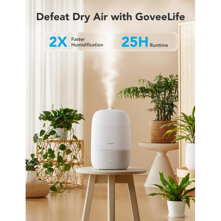 GoveeLife Smart Humidifiers for Bedroom, 3L Top Fill Cool Mist Humidifiers