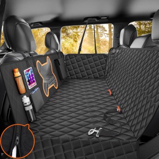 QINGTI Dog Seat Cover for Car Back Seat, SUVs & Trucks - Zipper Design Seat Protector for Dogs w/Mesh Window & Waterproof