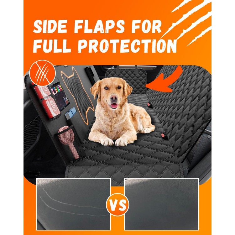 QINGTI Dog Seat Cover for Car Back Seat, SUVs & Trucks - Zipper Design Seat Protector for Dogs w/Mesh Window & Waterproof