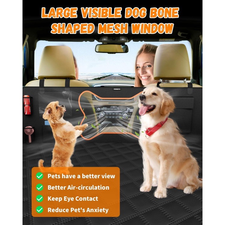 QINGTI Dog Seat Cover for Car Back Seat, SUVs & Trucks - Zipper Design Seat Protector for Dogs w/Mesh Window & Waterproof