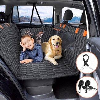 Chumajor Back Seat Extender for Dogs-Supports 330lb,Waterproof Dog Car Seat Cover for Back Seat Hard Bottom-Detachable