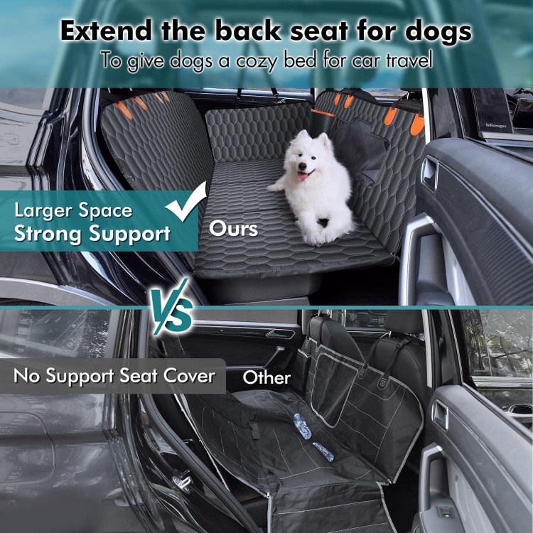 Chumajor Back Seat Extender for Dogs-Supports 330lb,Waterproof Dog Car Seat Cover for Back Seat Hard Bottom-Detachable