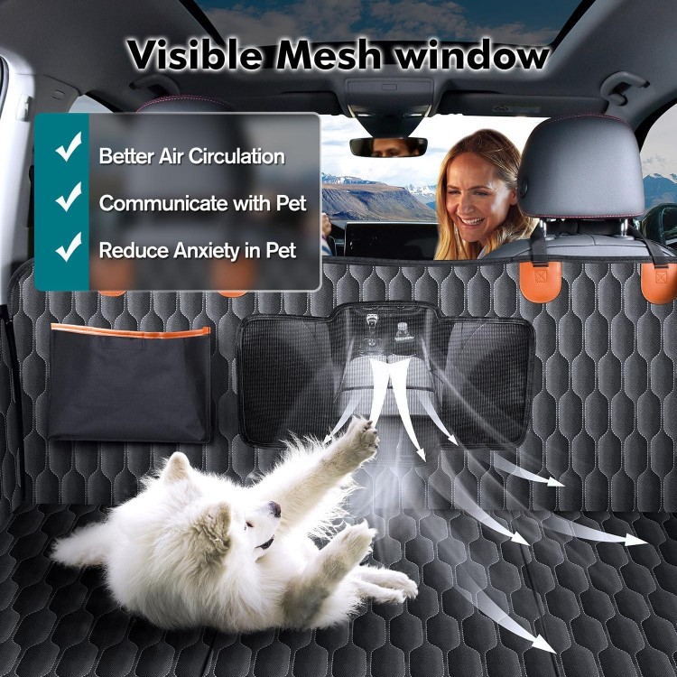 Chumajor Back Seat Extender for Dogs-Supports 330lb,Waterproof Dog Car Seat Cover for Back Seat Hard Bottom-Detachable