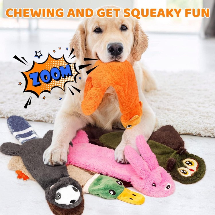 FIREOR Dog Squeak Toys, No Stuffing Plush Crinkle Dogs Chew Toy for Small Medium Large Breed Chewers Squeaky Tough Durable Puppy Teething Chewing Interactive