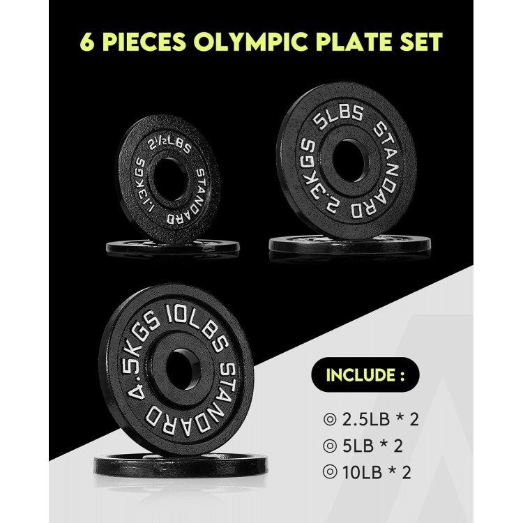 AboveGenius Cast Iron 2-Inch Olympic Plate Weight Set