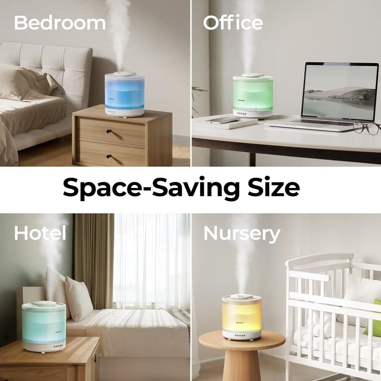 Homvana Easy to Clean Humidifiers for Bedroom, 7 Color Nightstand Light