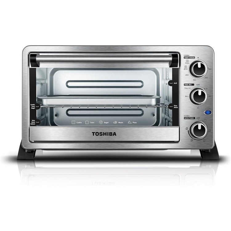Toshiba MC25CEY-SS Mechanical Oven with Convection/Toast/Bake/Broil Function, 25 L capacity/6 Slices Bread