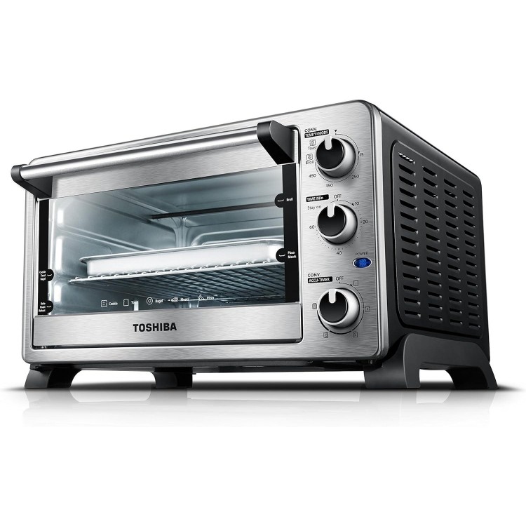 Toshiba MC25CEY-SS Mechanical Oven with Convection/Toast/Bake/Broil Function, 25 L capacity/6 Slices Bread