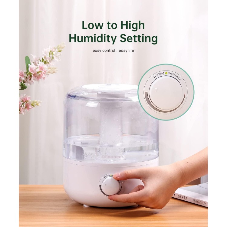 Allouncer Humidifiers for Bedroom, Top Fill 2.5L Large Water Tank