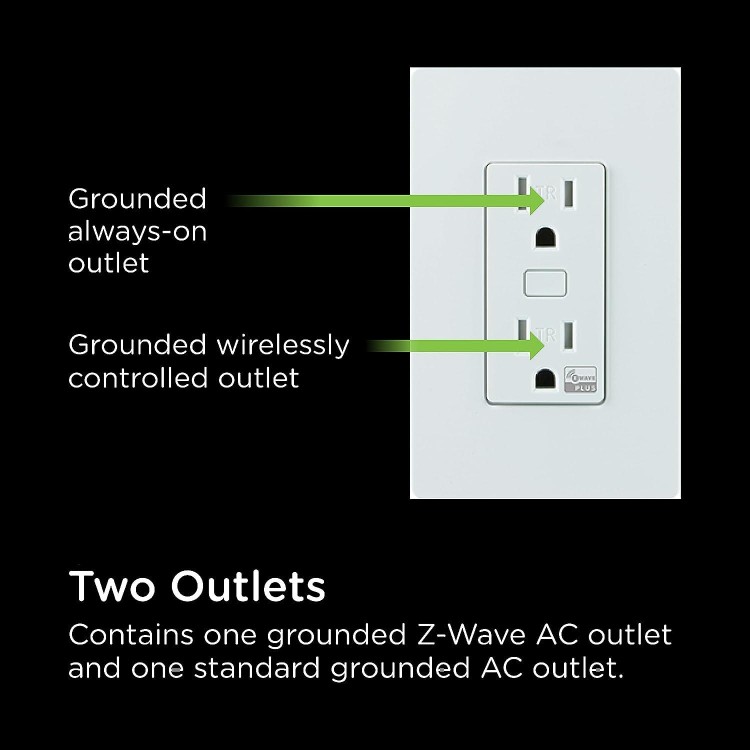 Enbrighten Z-Wave Plus Smart Receptacle, Works with Alexa, Google Assistant, Tamper-Resistant, 1 Z-Wave Outlet & 1 Always On Outlet