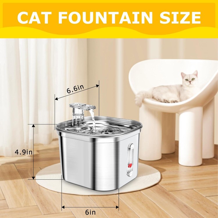 Cat Water Fountain, Stainless Steel Cat Fountain, 74oz 2.2L Dog Water Fountain, Water Fountain for Cats Small Dogs Multiple Pet