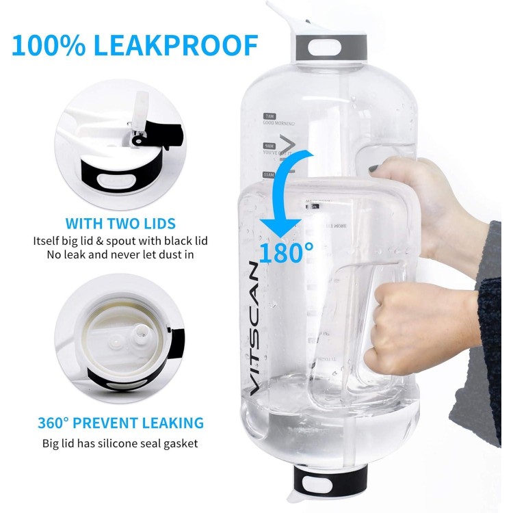 128OZ/1 Gallon Water Bottle with Straw Motivational Water Bottle