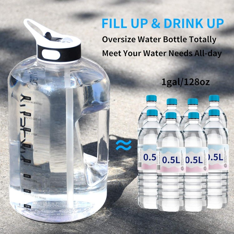 128OZ/1 Gallon Water Bottle with Straw Motivational Water Bottle