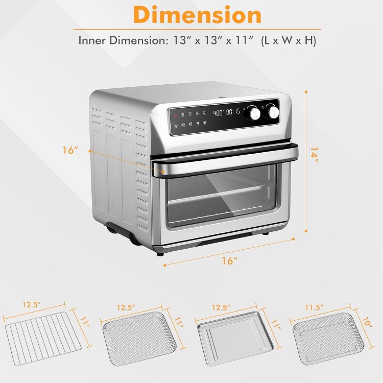 PETSITE 21 QT Air Fryer Toaster Oven, 1800W, Stainless Steel