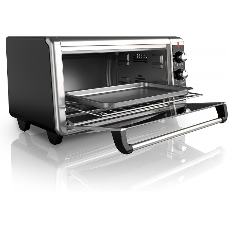 BLACK+DECKER TO3250XSB 8-Slice Extra Wide Convection Countertop Toaster Oven, Includes Bake Pan