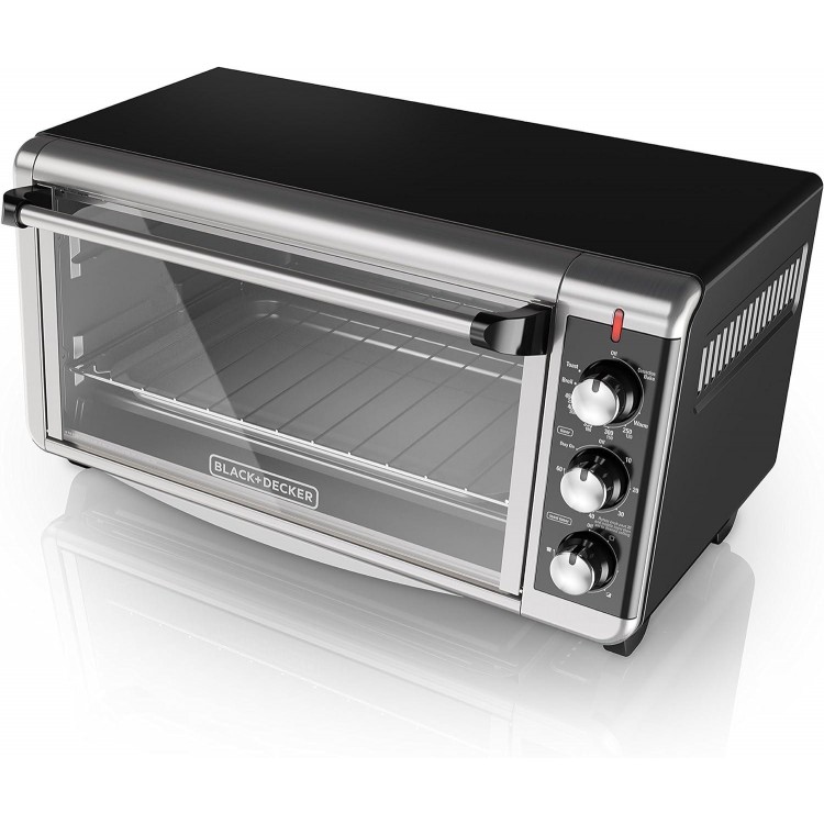 BLACK+DECKER TO3250XSB 8-Slice Extra Wide Convection Countertop Toaster Oven, Includes Bake Pan