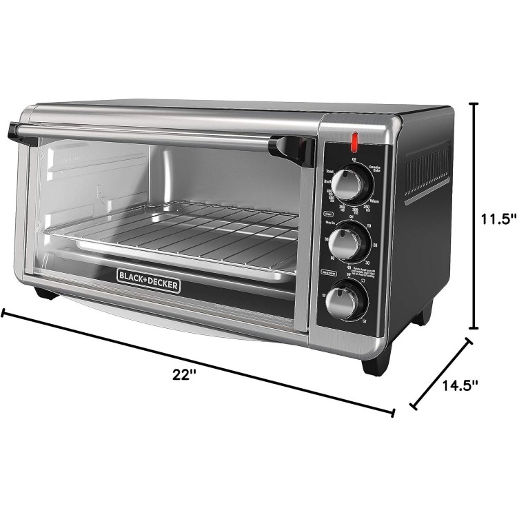 BLACK+DECKER TO3250XSB 8-Slice Extra Wide Convection Countertop Toaster Oven, Includes Bake Pan