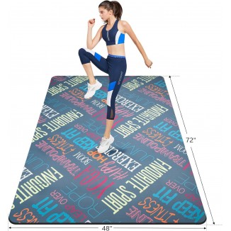 Large Yoga Mat 6'x4'ft Thick Exercise Mat For Home Gym Flooring, Non-Slip Wide Colorful Workout Mat For Women & Men, Odorless Fitness Mat