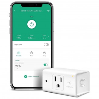 Smart Plug by Etekcity, Works with Alexa and Google Home, 15A/1800W, WiFi Energy Monitoring Outlet with Automatic Night Light