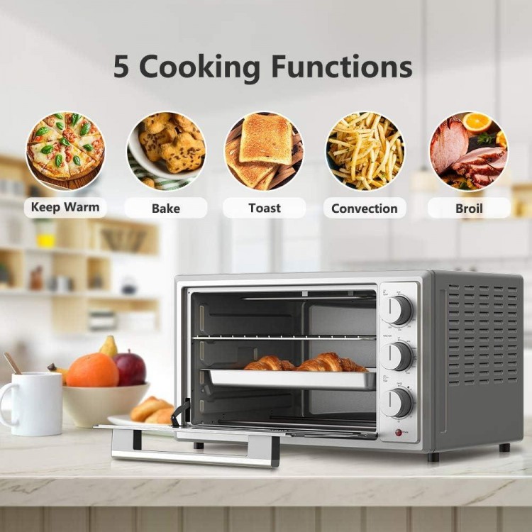 Willz WTH1215S4MC15 Countertop Toaster Oven, Pull Down Door Handle, 5 Cooking Programs, Minutes Timer